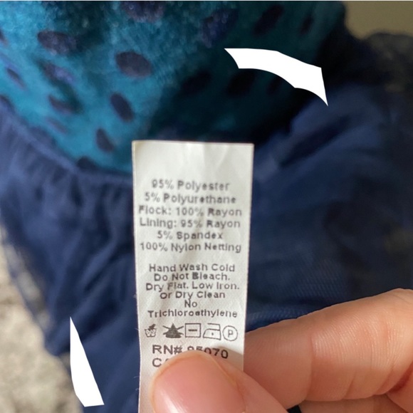 Anthropologie Weston Wear Polka Dot Tulle Dapper Dress Teal and Navy Sz Small - Picture 3 of 12